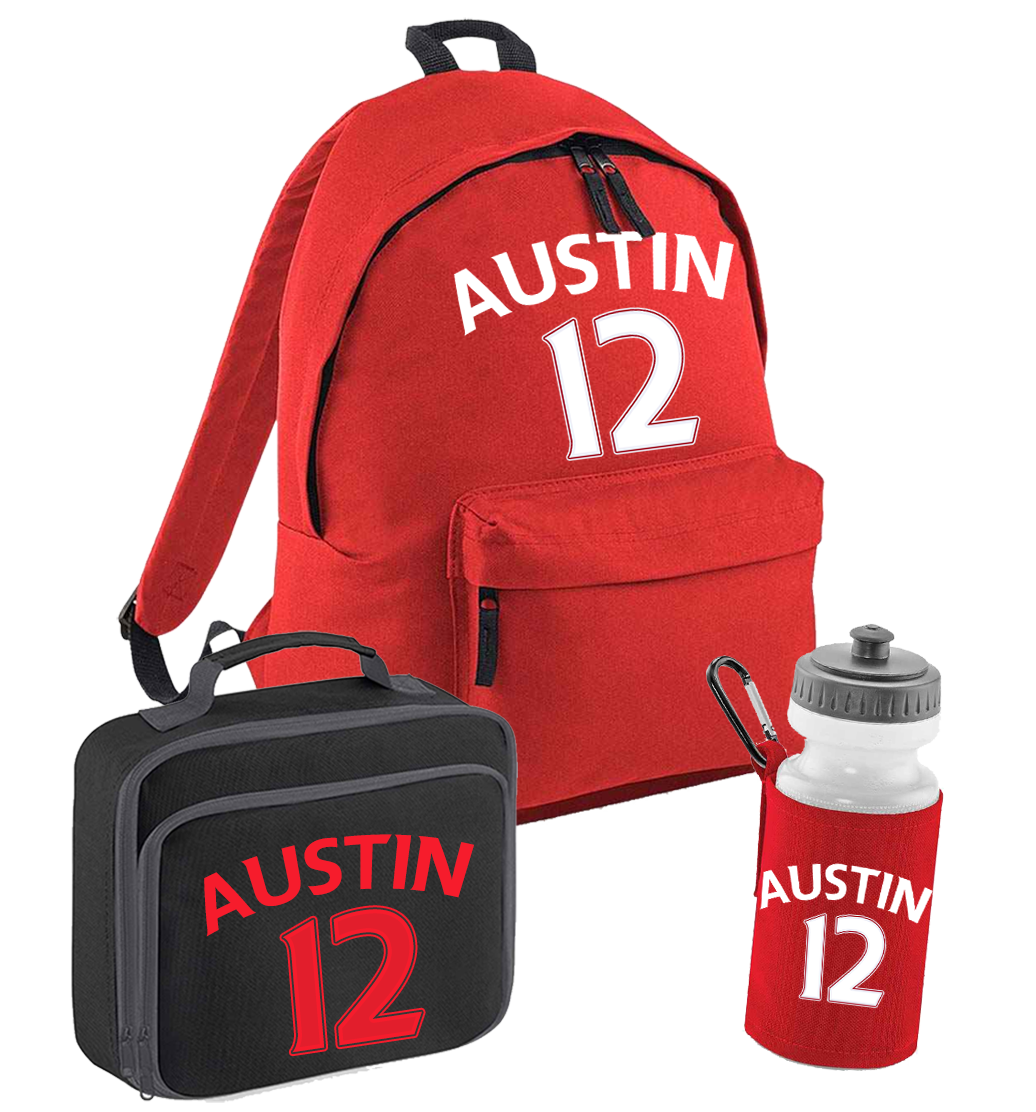 Back to School Personalised Red Football Name & Number Set - other options available