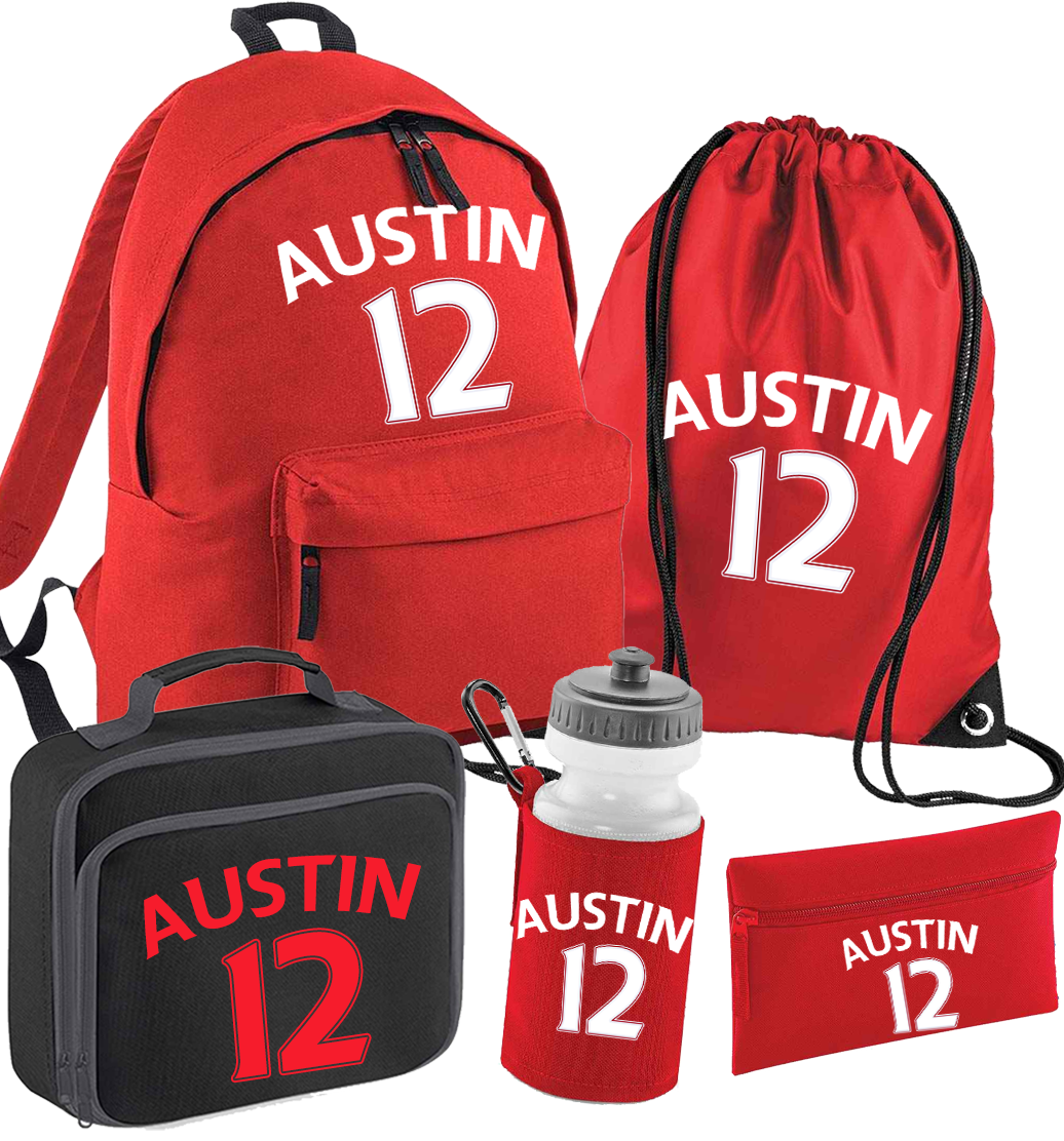 Back to School Personalised Red Football Name &amp; Number Set - other options available