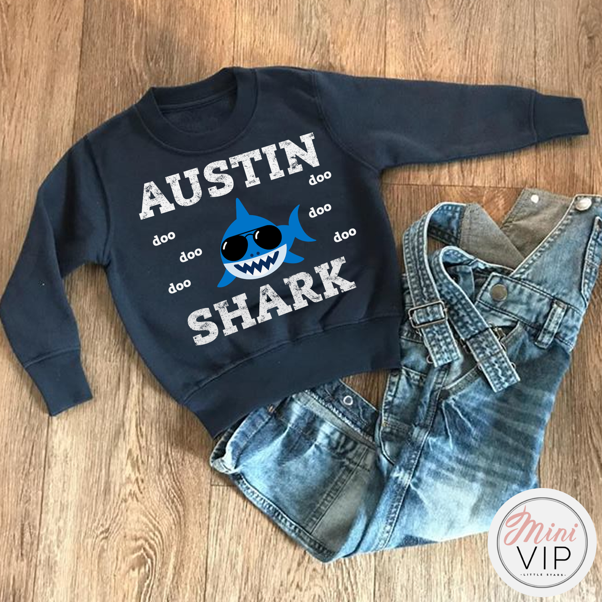 Personalised Baby Shark Navy Sweatshirt