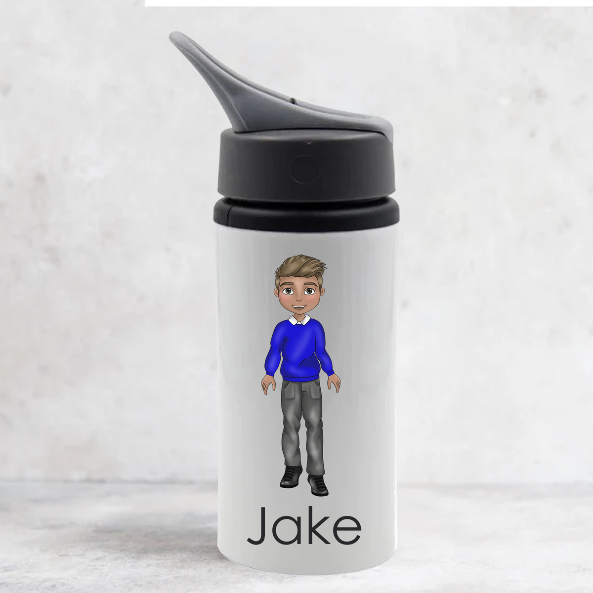 Personalised School Boy Character - Water Bottle - 650ml