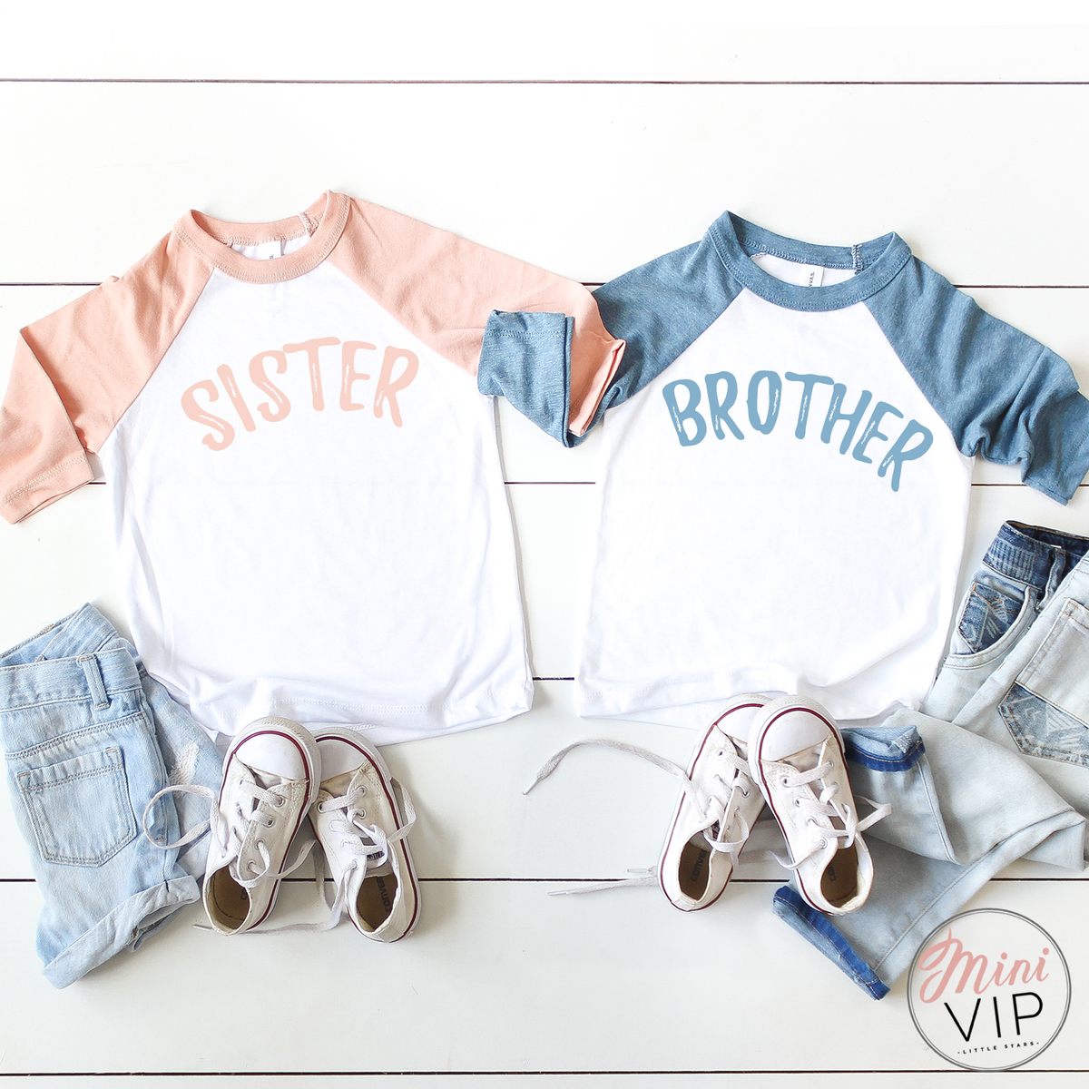 Brother Sister Baseball Style T-Shirt - Sibling Style, sold separately.