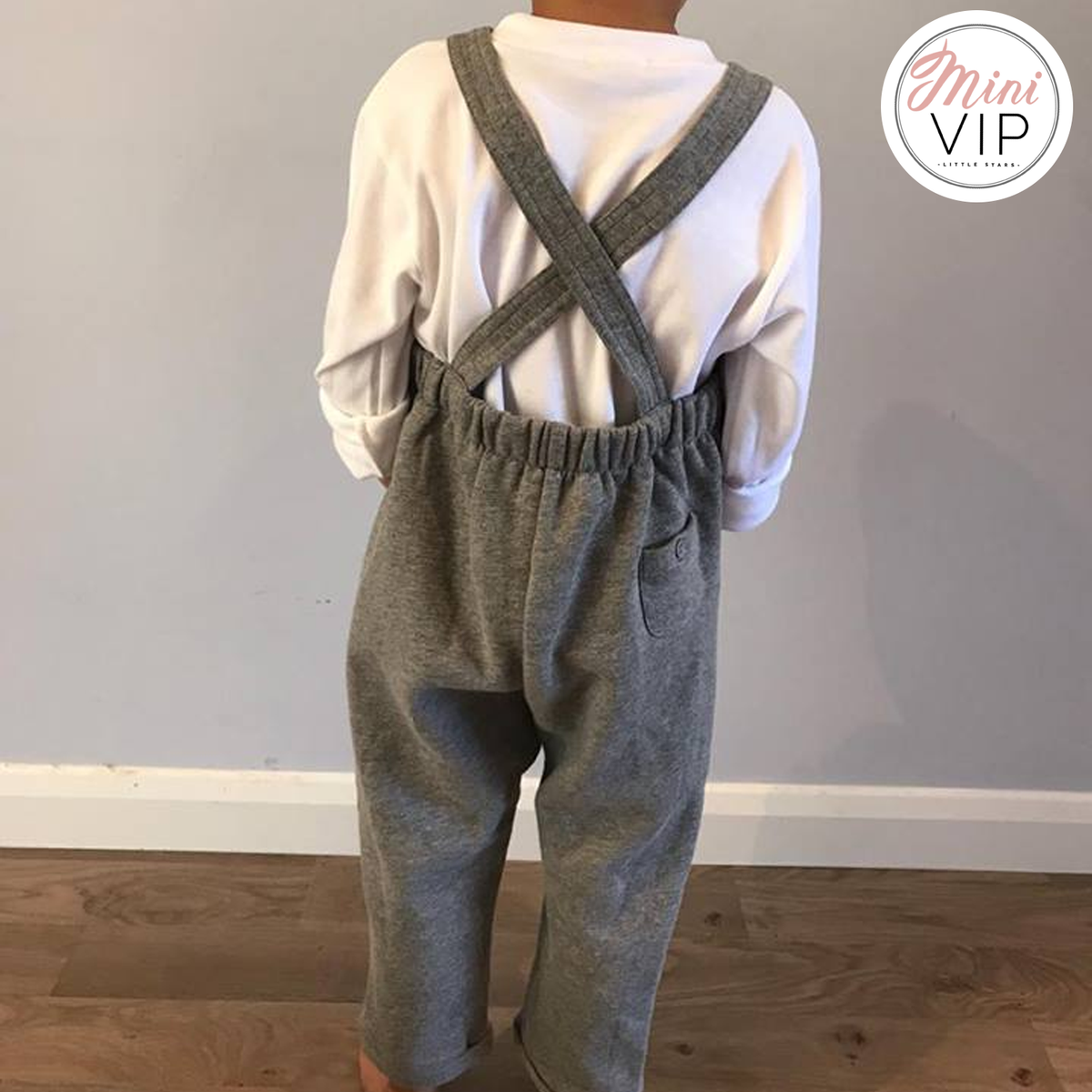 Personalised Printed Pocket design Grey Dungarees