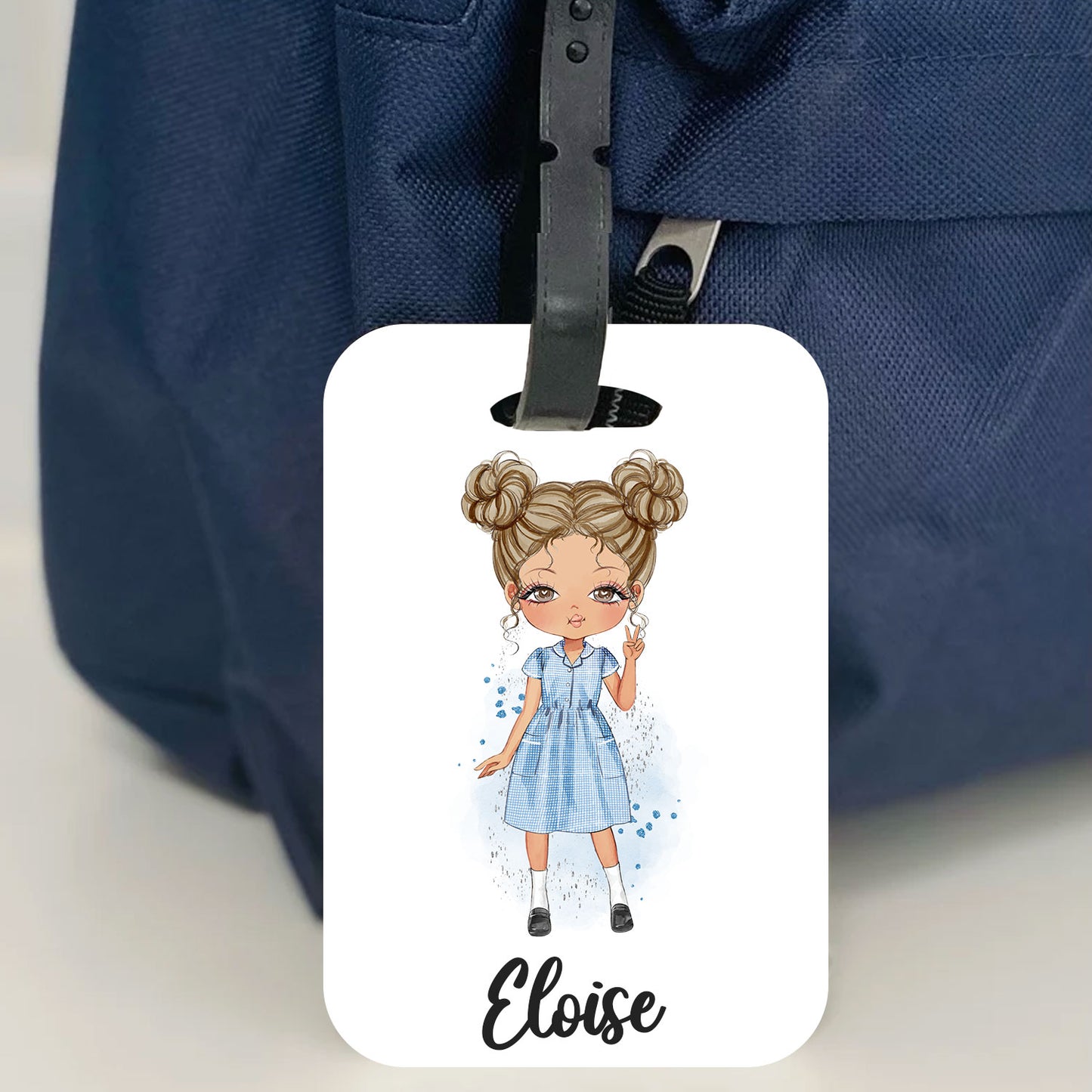 Personalised School Girl Character Bag Tag - Perfect for Back to School