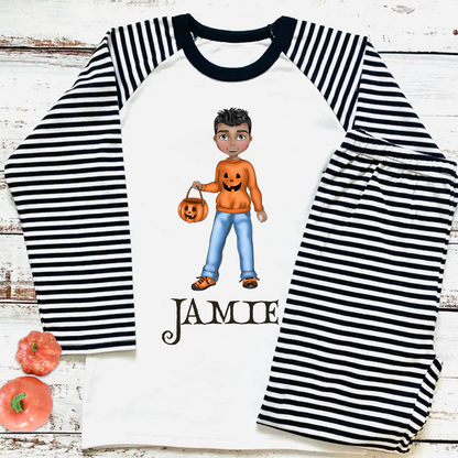 Personalised Pumpkin Boy Character Halloween PJS Pyjamas