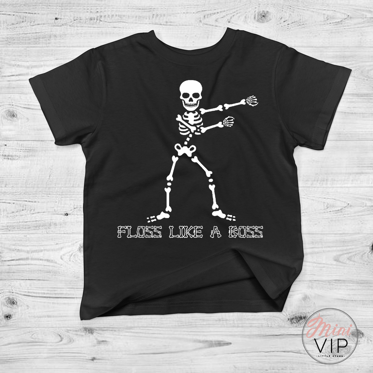 Boys Floss Like A Boss skeleton black t-shirt