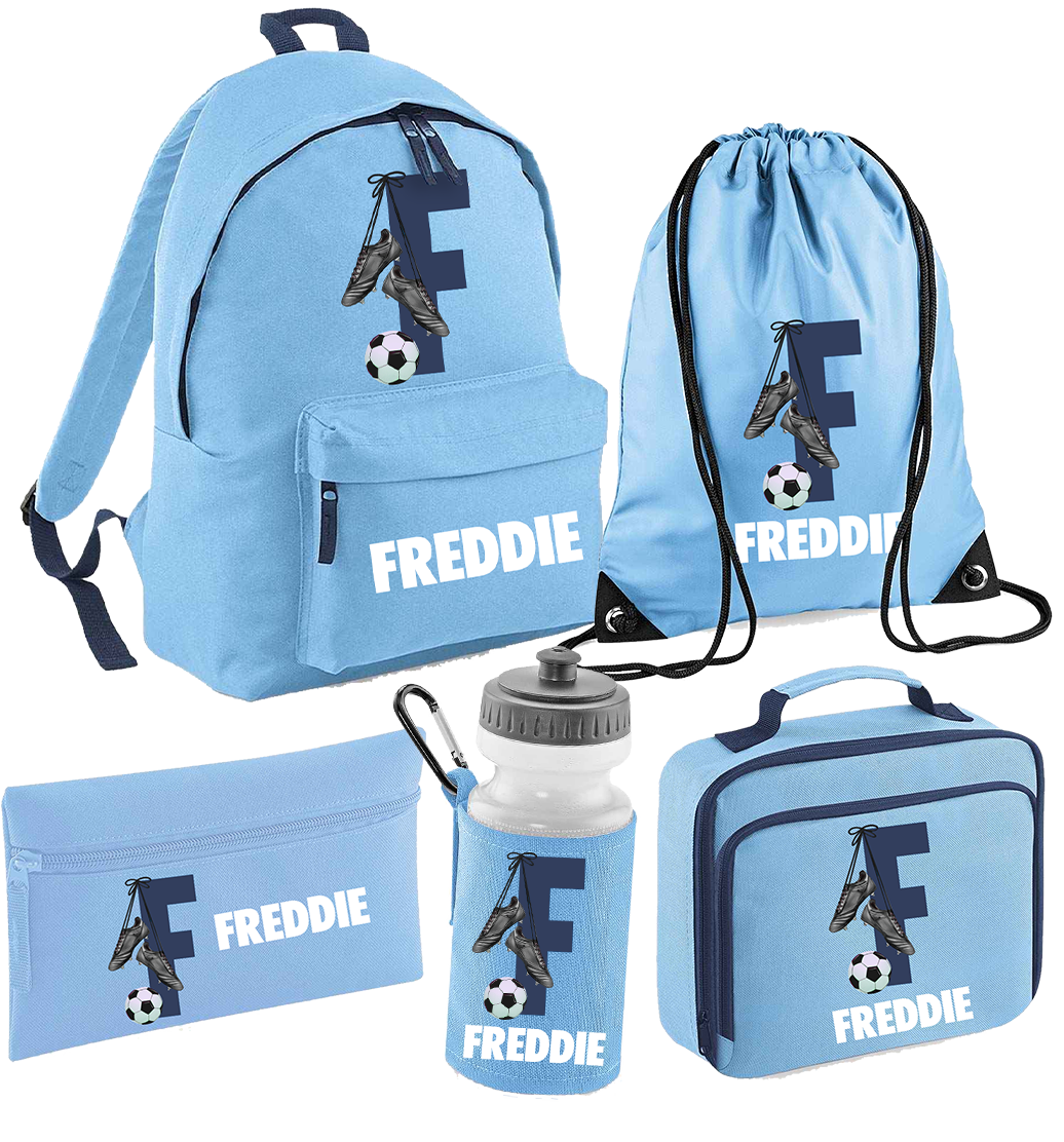 Back to School Personalised Baby Blue Football Theme Set - more options available