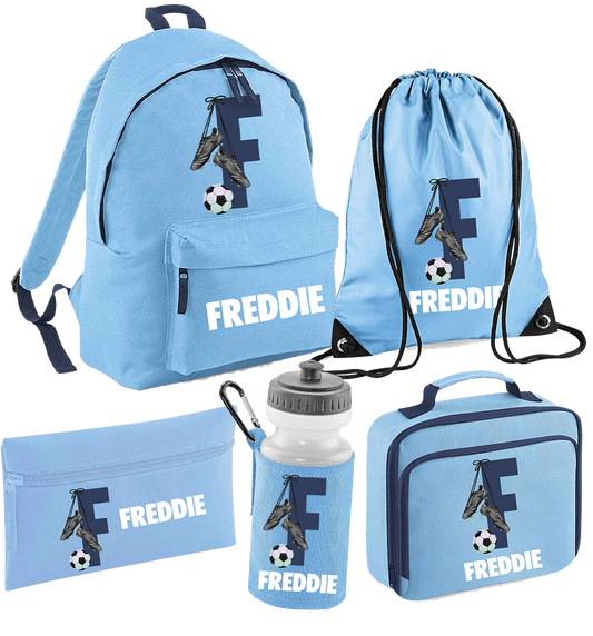 Back to School Personalised Baby Blue Football Theme Set - more options available