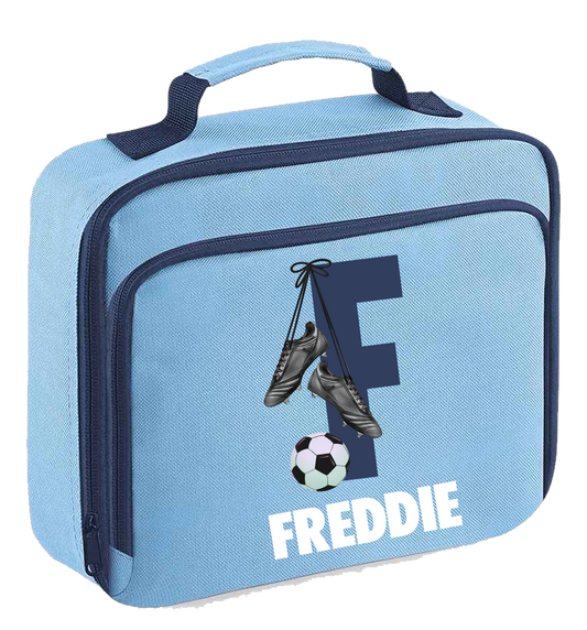 Personalised Football Initial Letter & Name Design Lunch Box Bag - other  colour options
