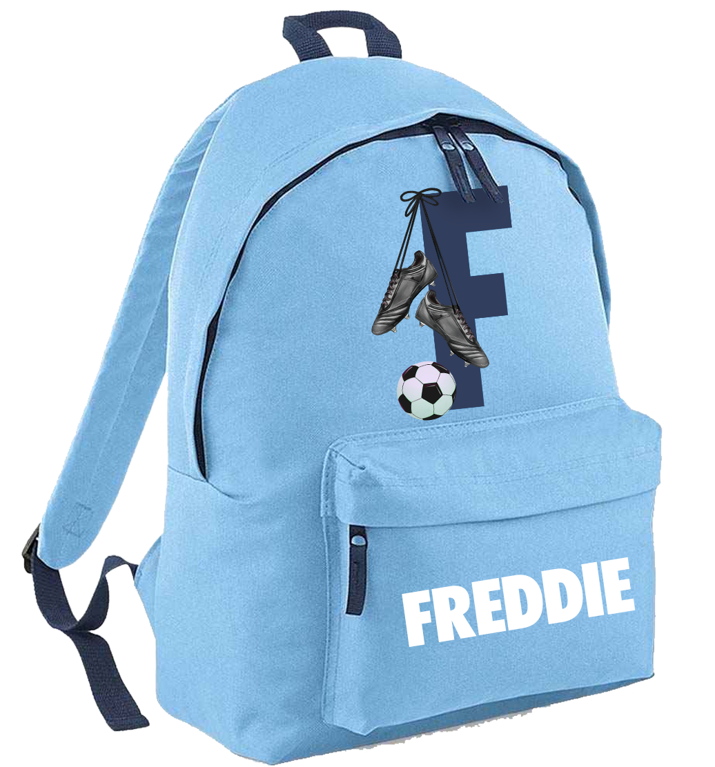 Personalised Football Initial &amp; Name Backpack - other back pack colour options!