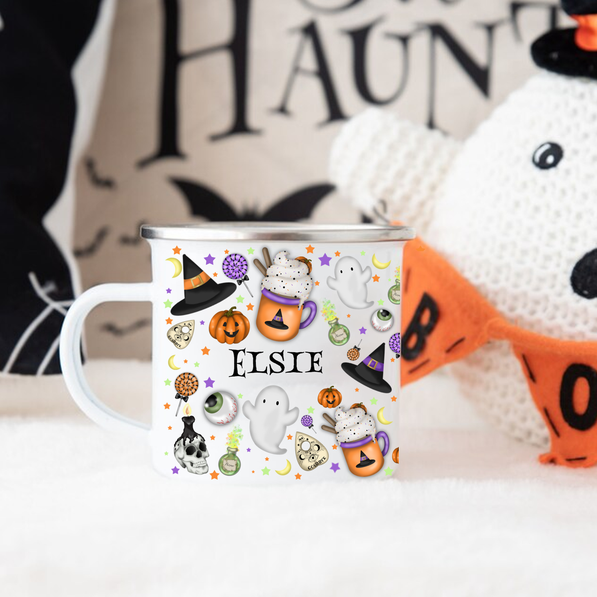Personalised Enamel Halloween Mug