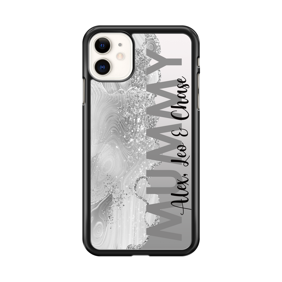 Personalised Grey Marble Design Mummy Phone Case