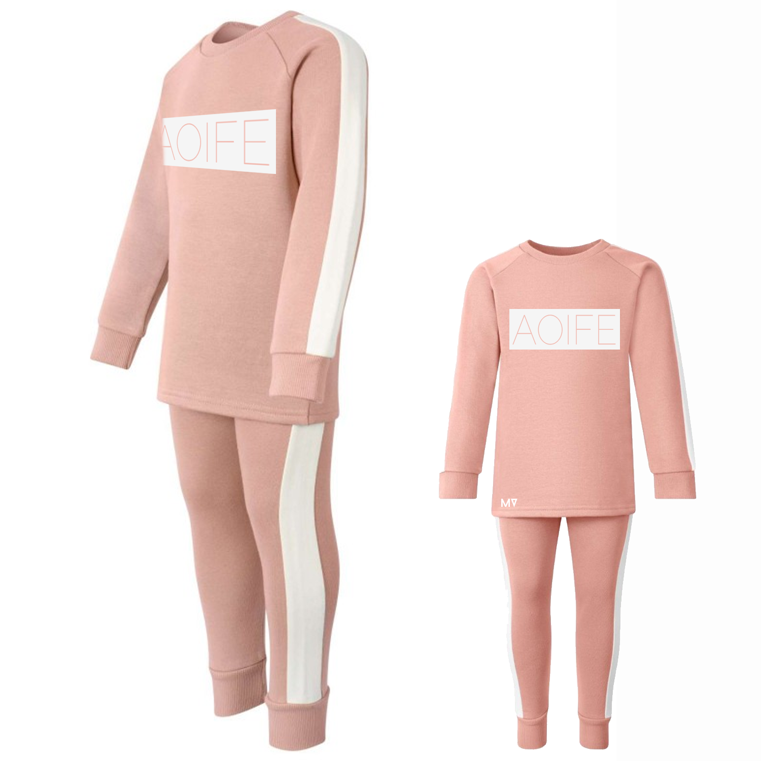 Personalised Dusty Pink Block Striped Tracksuit
