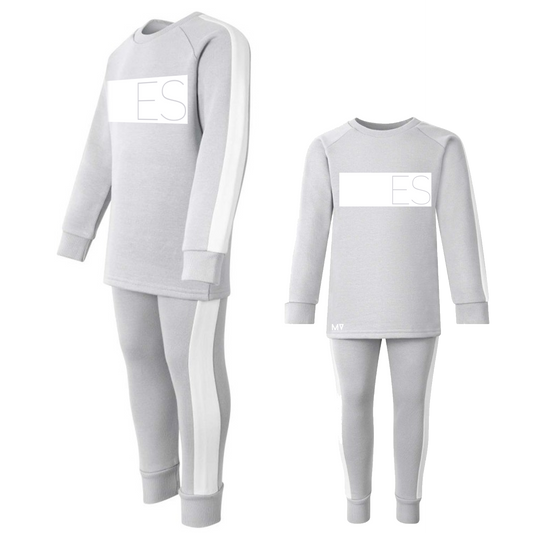Personalised Grey Block Striped Tracksuit