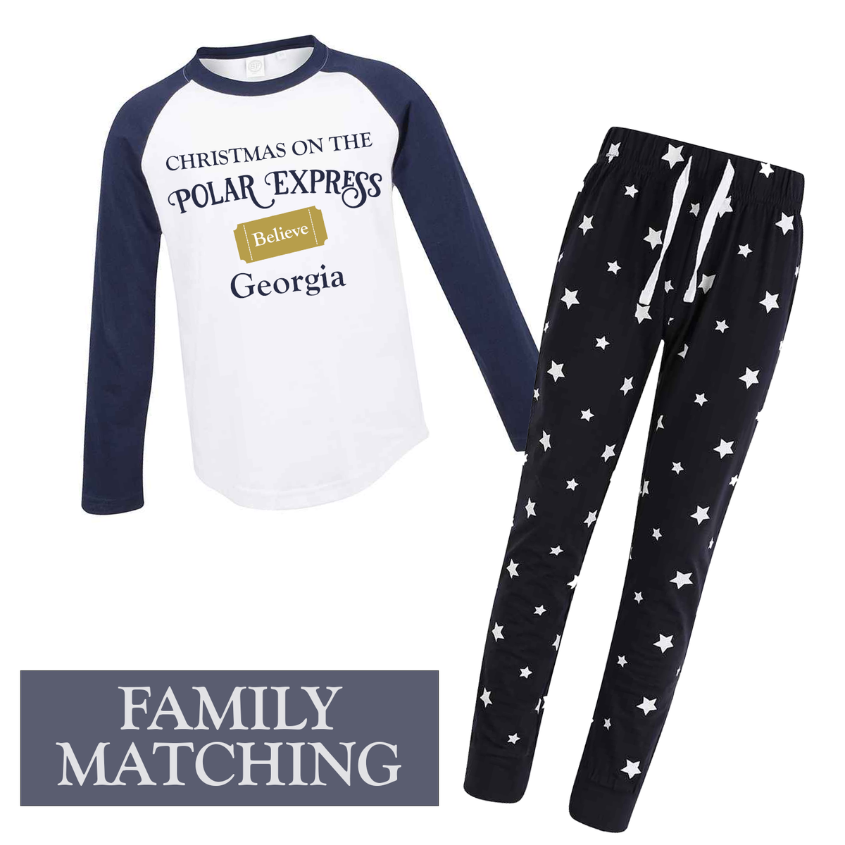 Personalised Christmas on the Polar Express - Believe Family Matching PJs