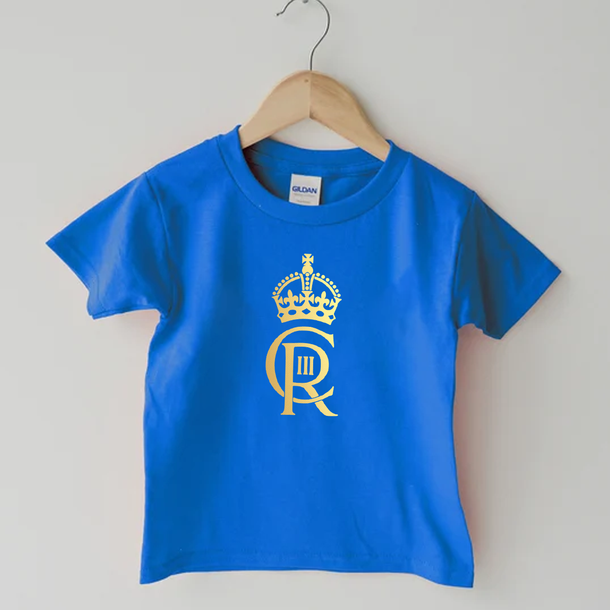 King Charles III Royal Emblem Blue T-Shirt - Coronation Day
