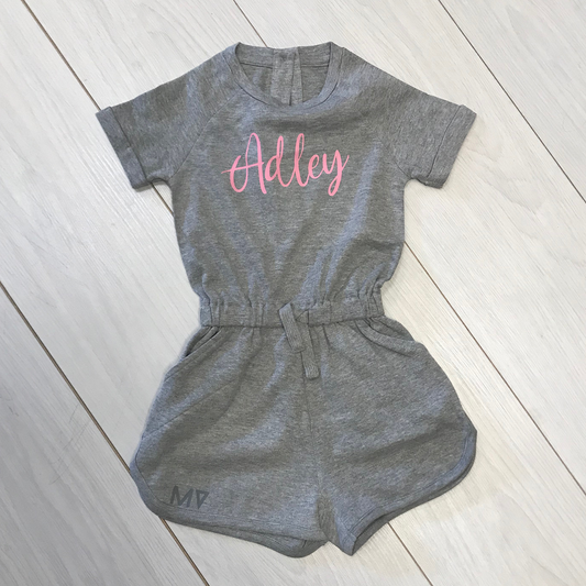 Personalised script grey girls playsuit - Summer