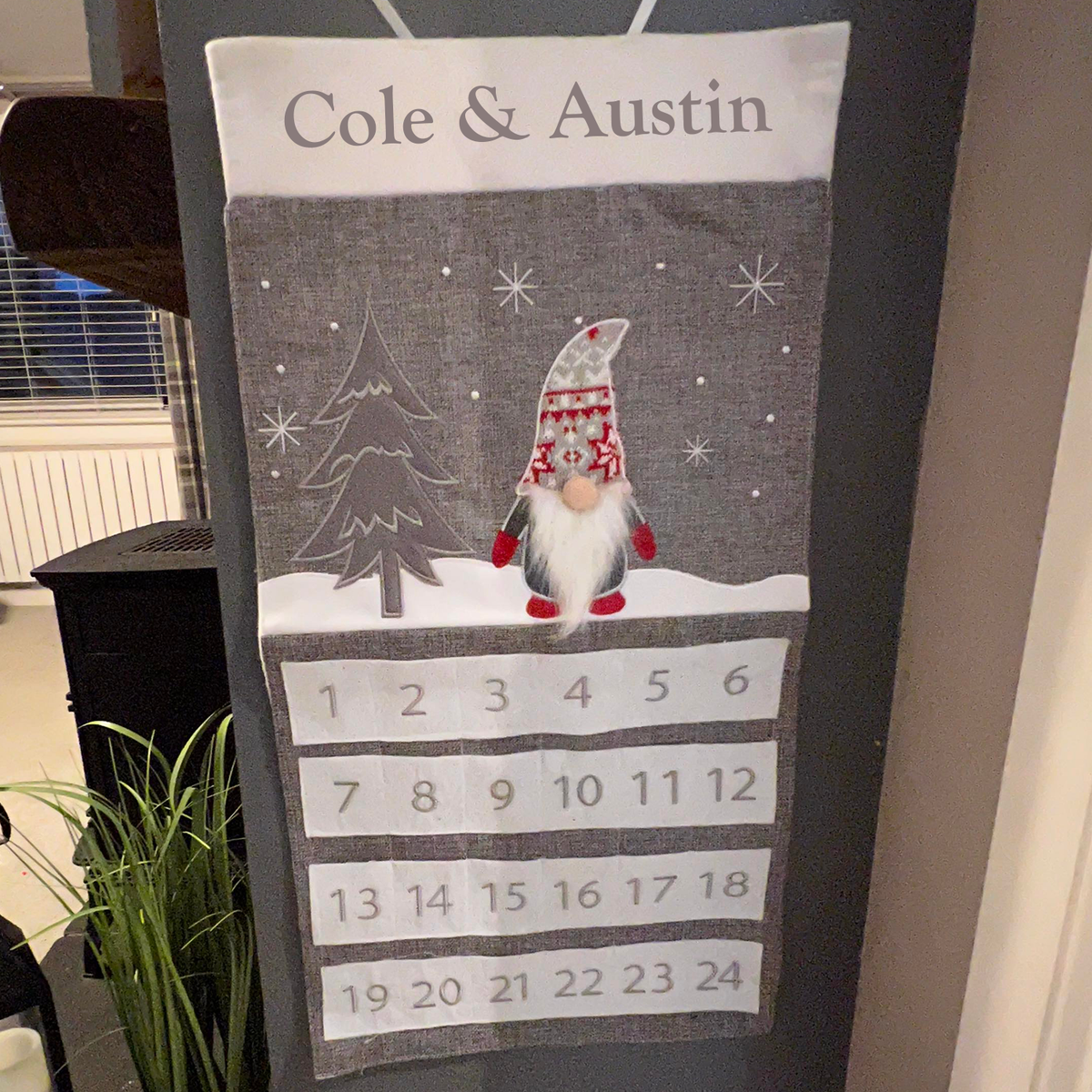Personalised Grey Gonk Christmas Advent Calendar