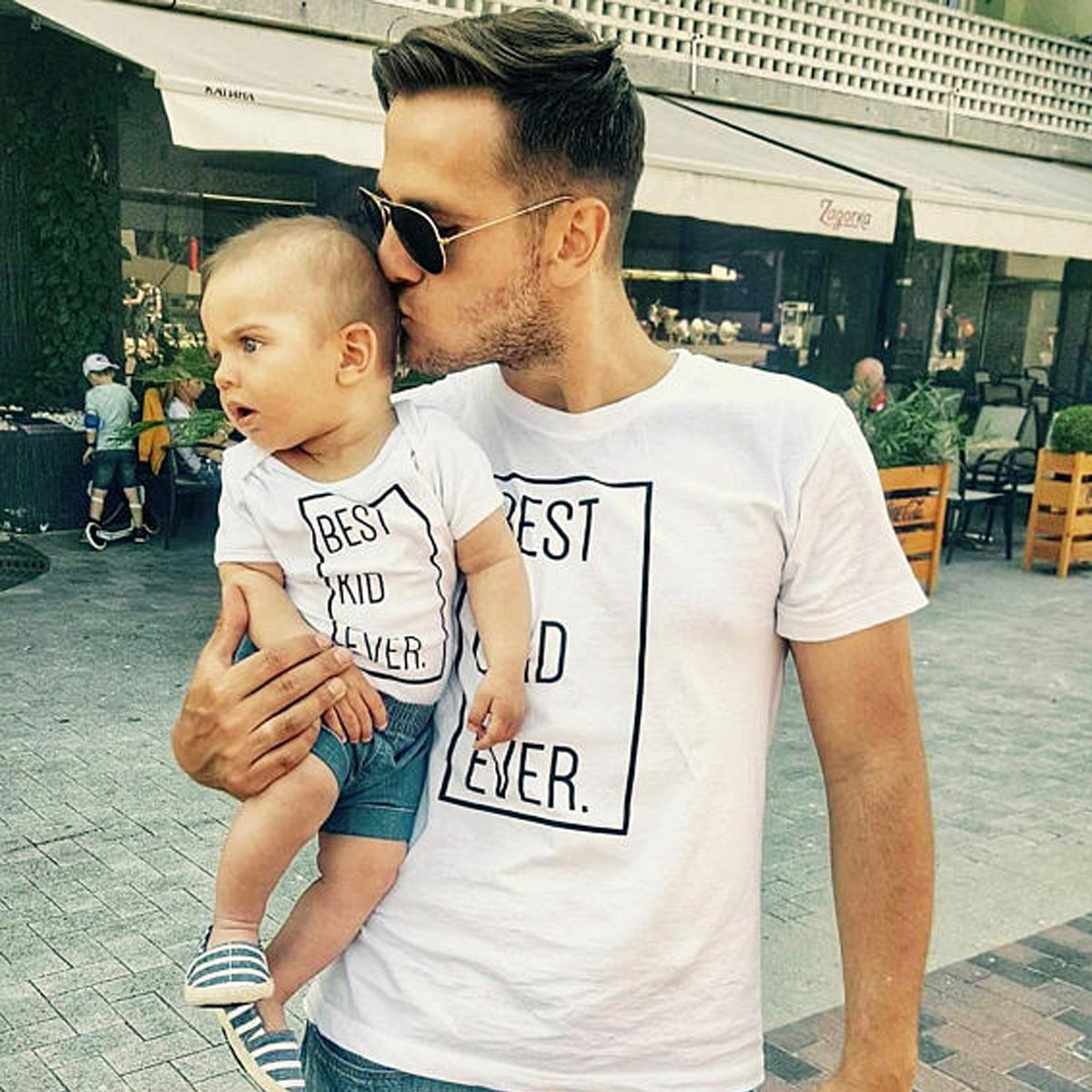 Best Dad Ever / Best Kid Ever Matching White T-Shirts