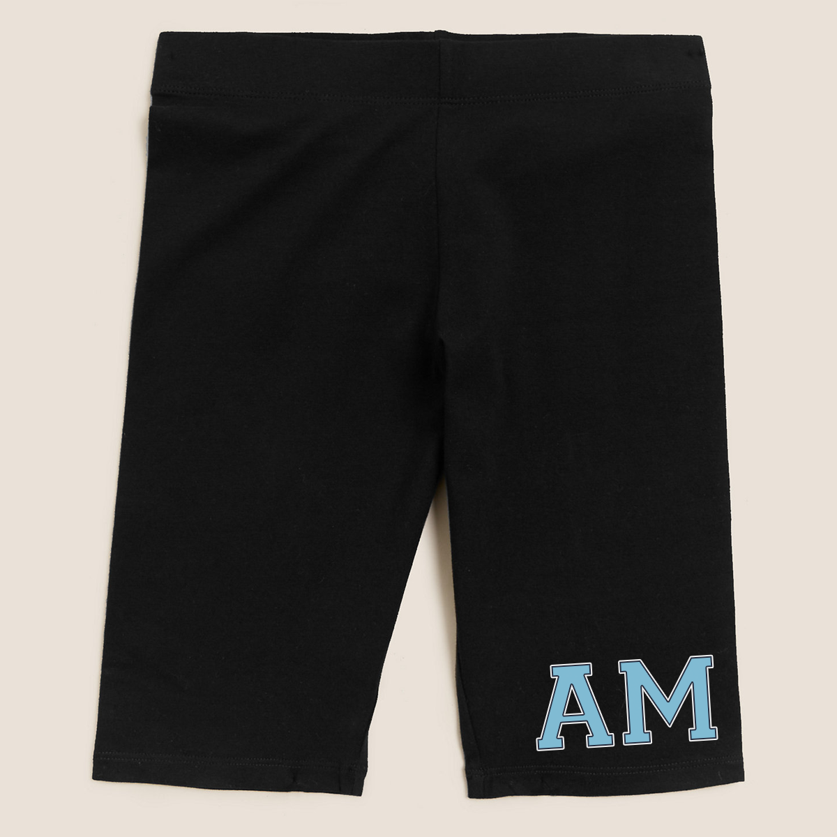 MiniVIP© Personalised Varisty Letters Black Cycling Shorts