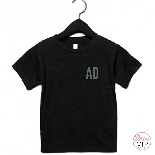 Black Arlo T-Shirt with Khaki Initials - personalised
