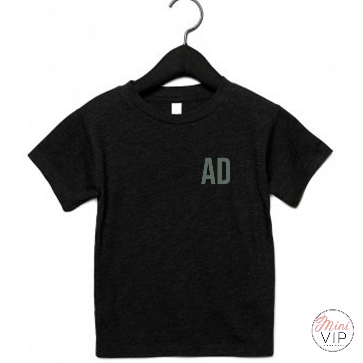 Black Arlo T-Shirt with Khaki Initials - personalised