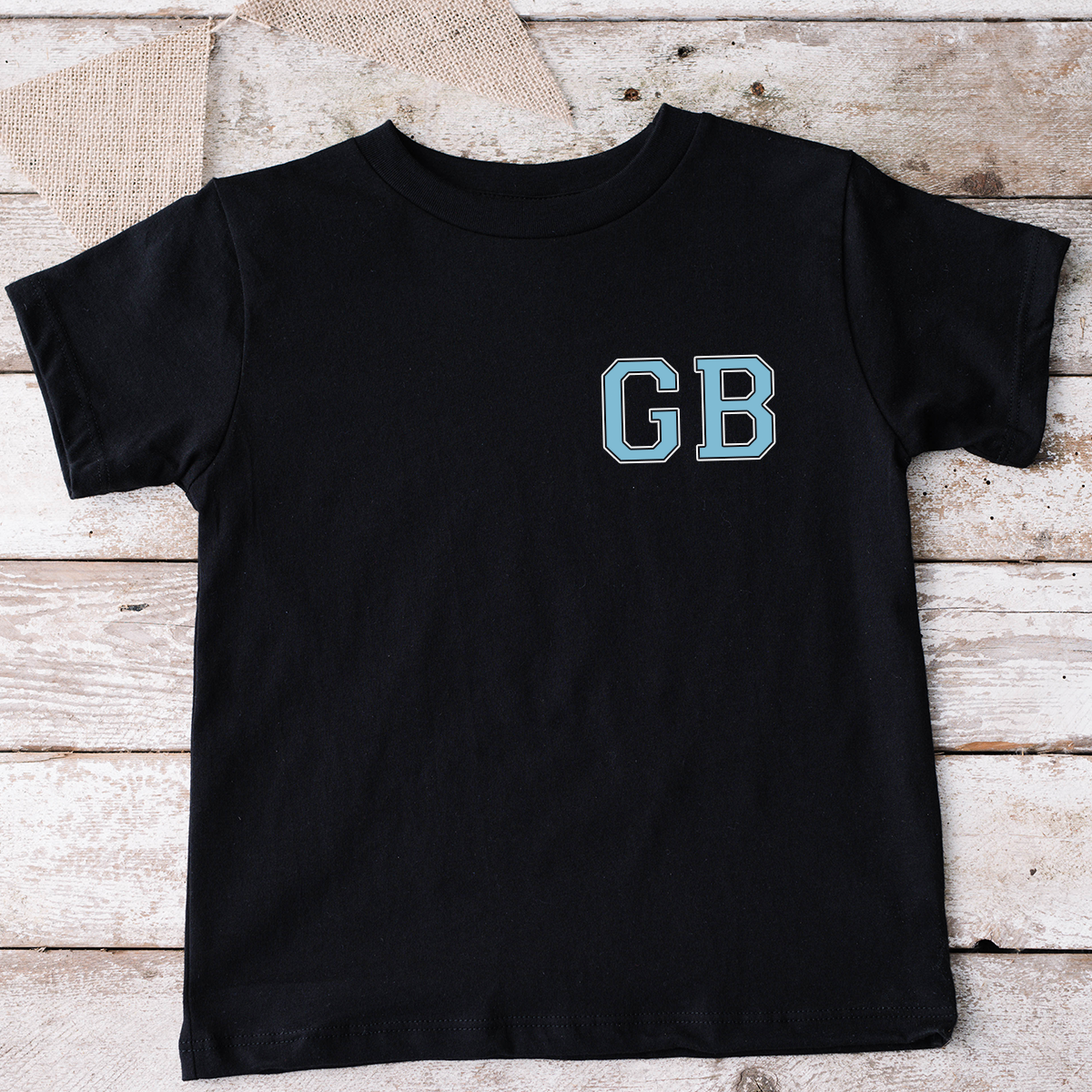 MiniVIP© Personalised Varisty Letters Black T-Shirt