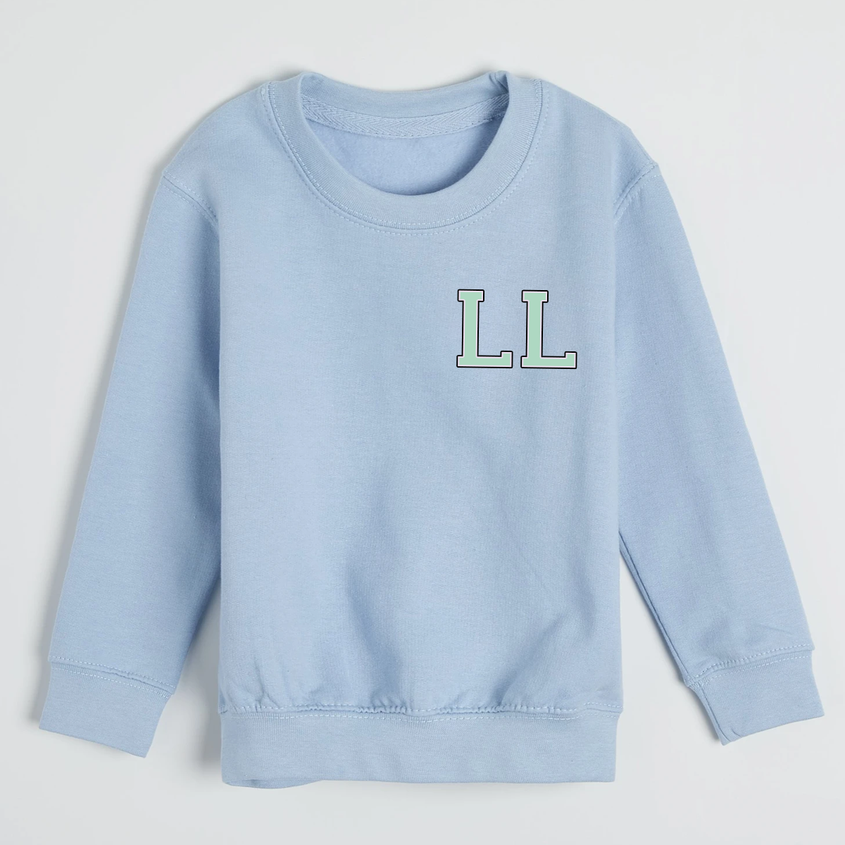 MiniVIP© Personalised Varisty Letters Baby Blue Sweatshirt