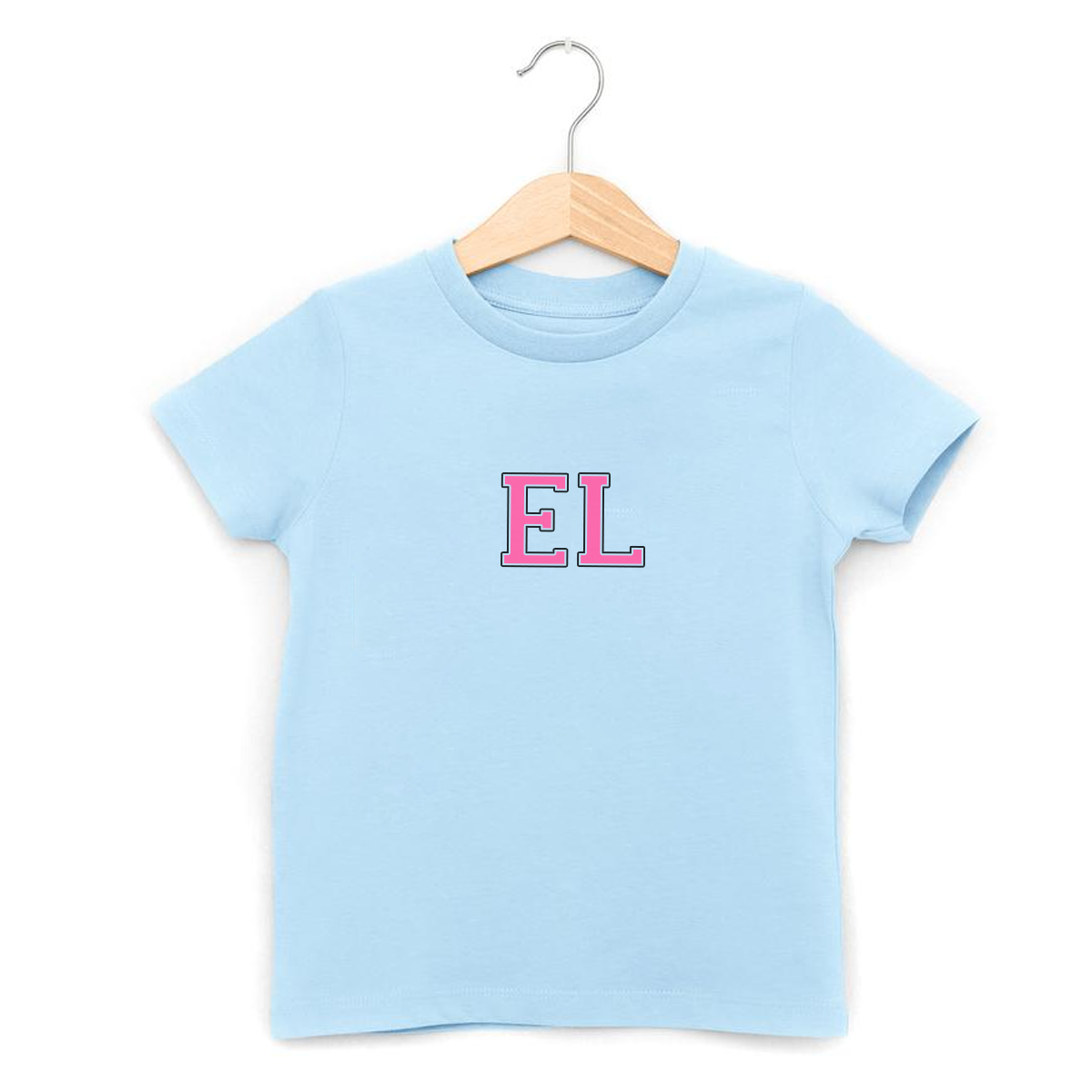 MiniVIP© Personalised Varisty Letters Baby Blue T-Shirt