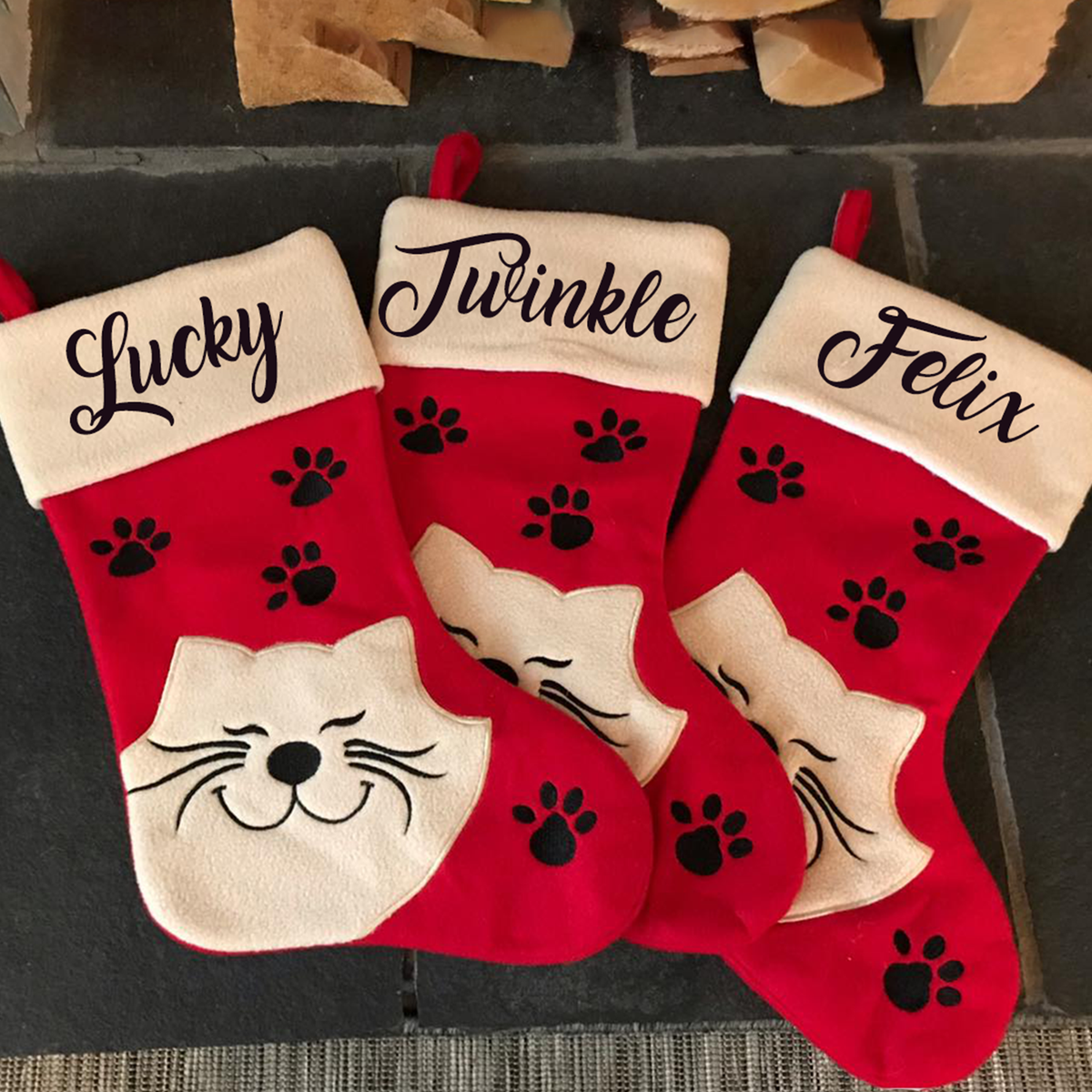 Deluxe Red Pet Cat Personalised Stocking