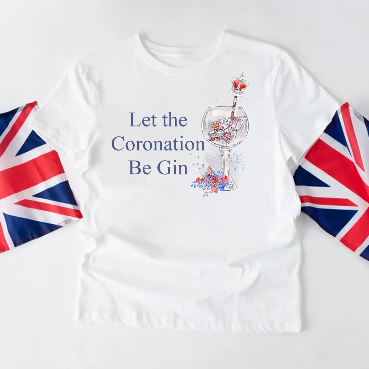 Let the Coronation Be-Gin Adults White T-Shirt - King Charles Coronation Celebrations