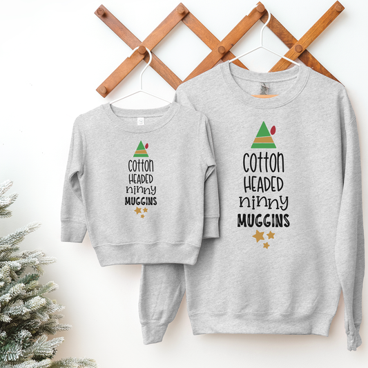 Cotton Headed Ninny Muggins - Elf Grey Festive Sweatshirt