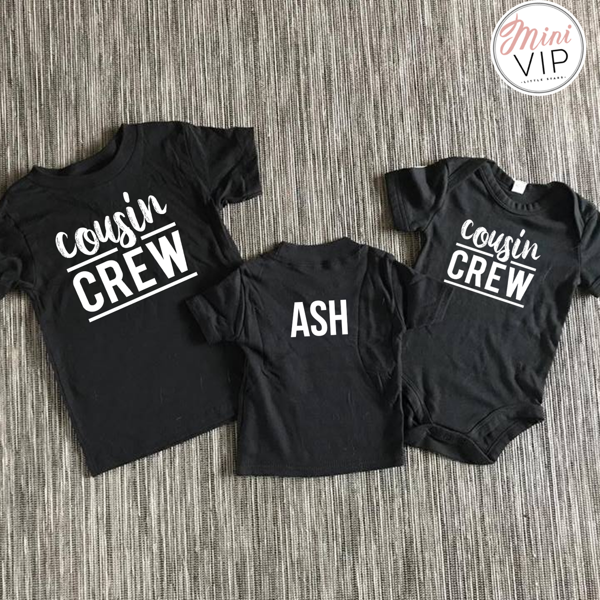 COUSIN CREW personalised black t-shirts!