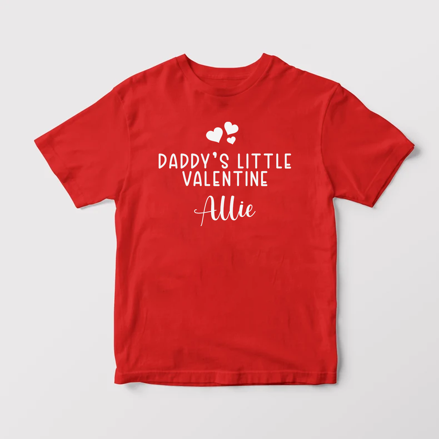 Daddy's Little Valentine Personalised Red T-Shirt
