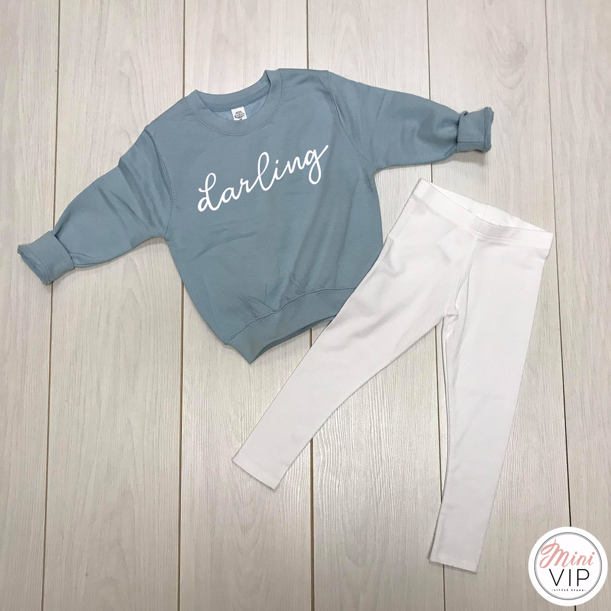 &#39;Darling&#39; Baby Blue Sweatshirt &amp; Leggings Lounge Set