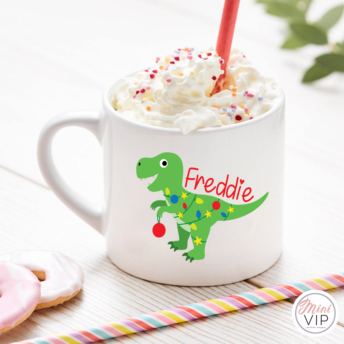 Personalised Children's Dinosaur Christmas Mug