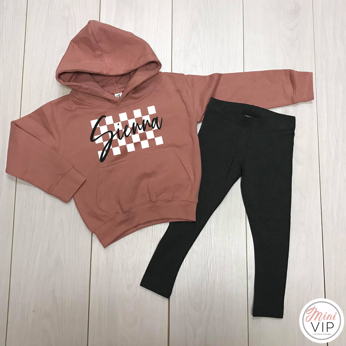 Personalised Checkered Hoodie &amp; Leggings Lounge Set