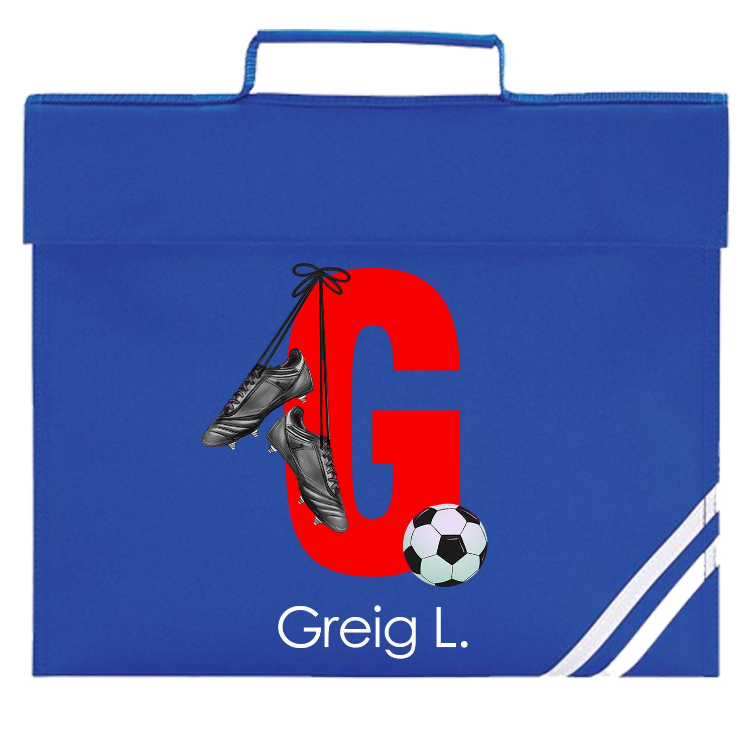 Personalised Football Initial Name Book Homework Bag. Choice of colo ShopMiniVIP