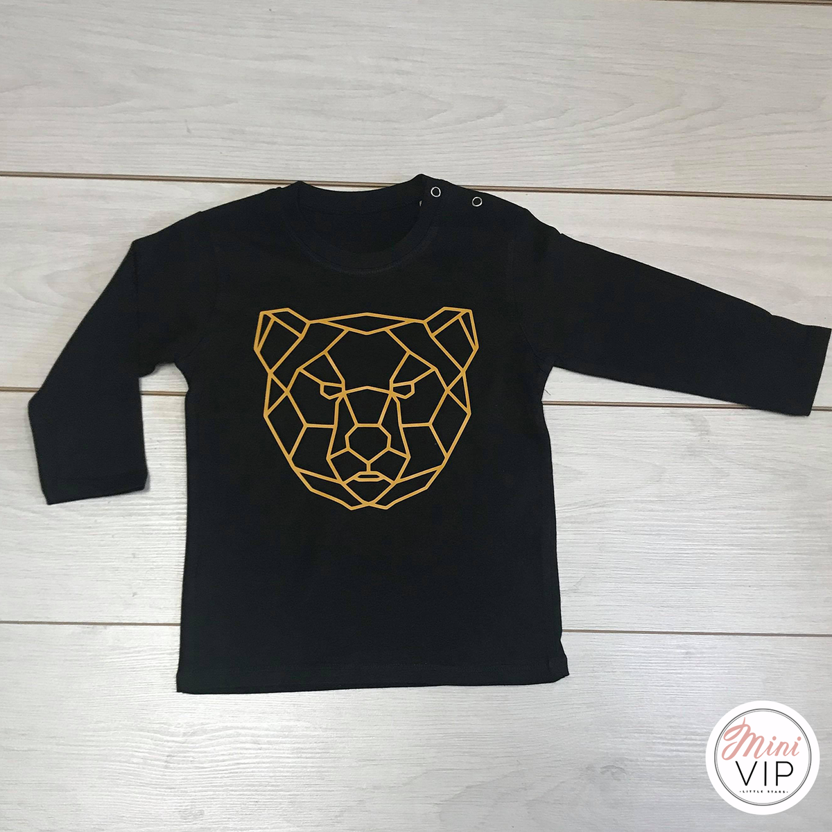 Geo Bear - Black Long Sleeve T-Shirt