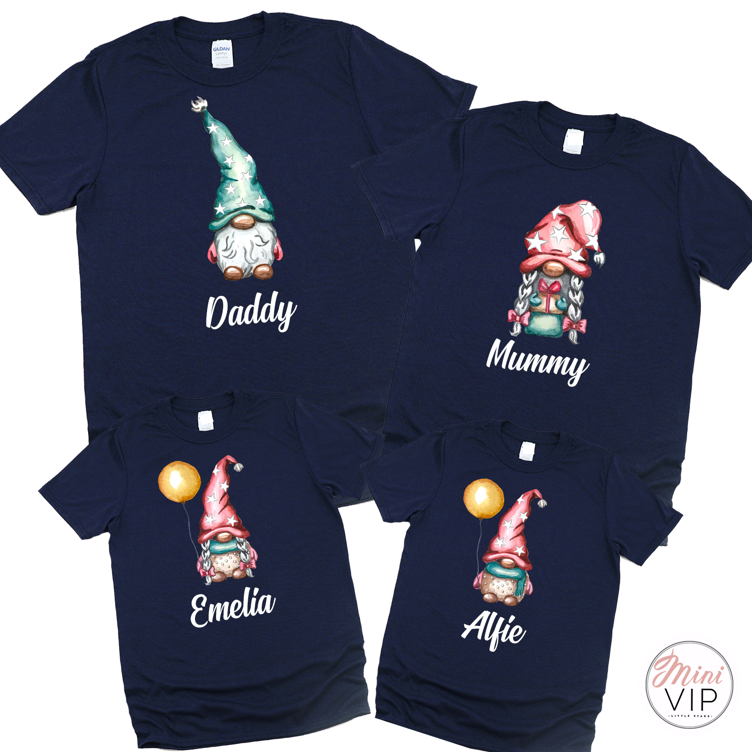 Personalised Family Gonk Navy T-Shirt