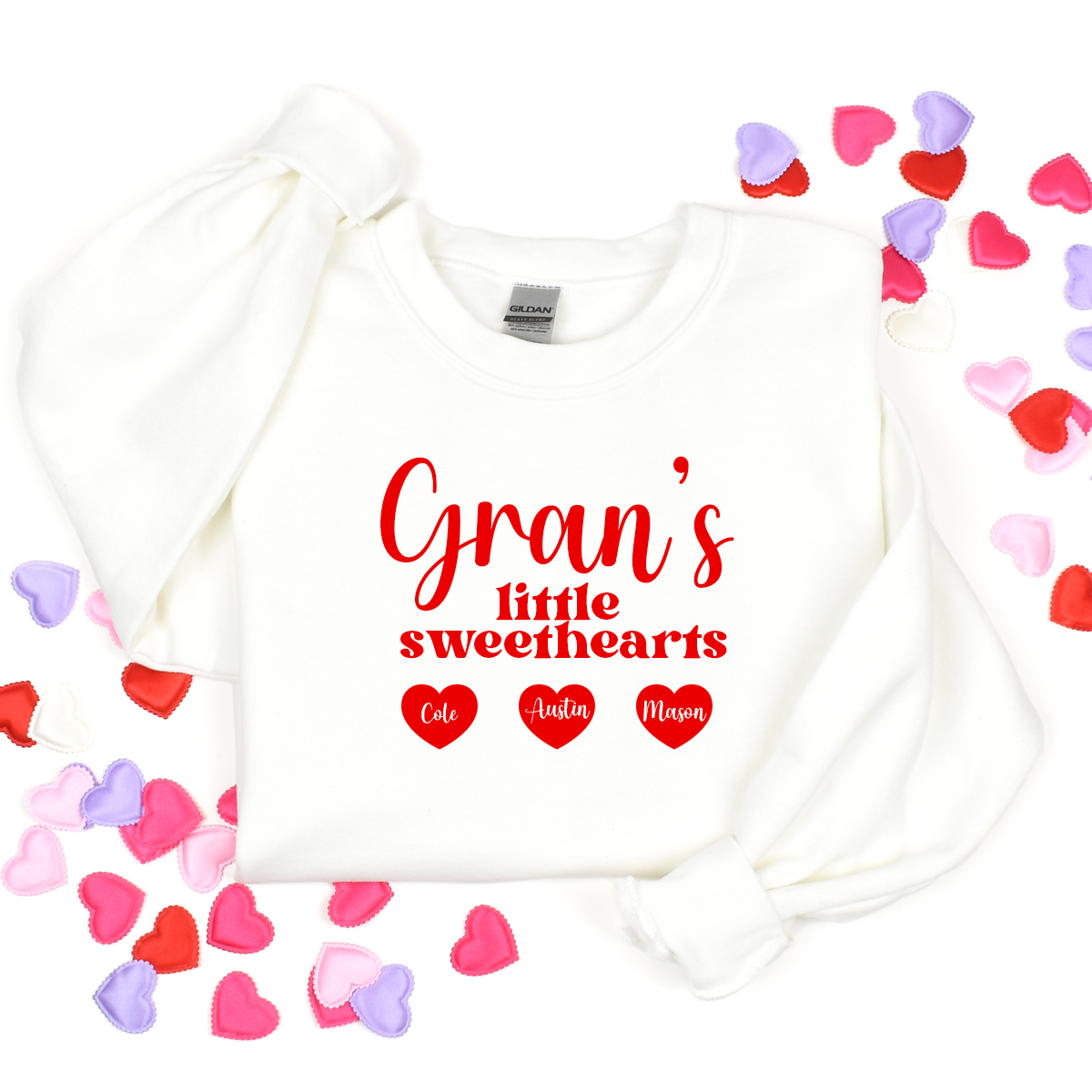 Personalised Little Sweetheart's White Sweatshirt - Grandma, Mummy, Nana