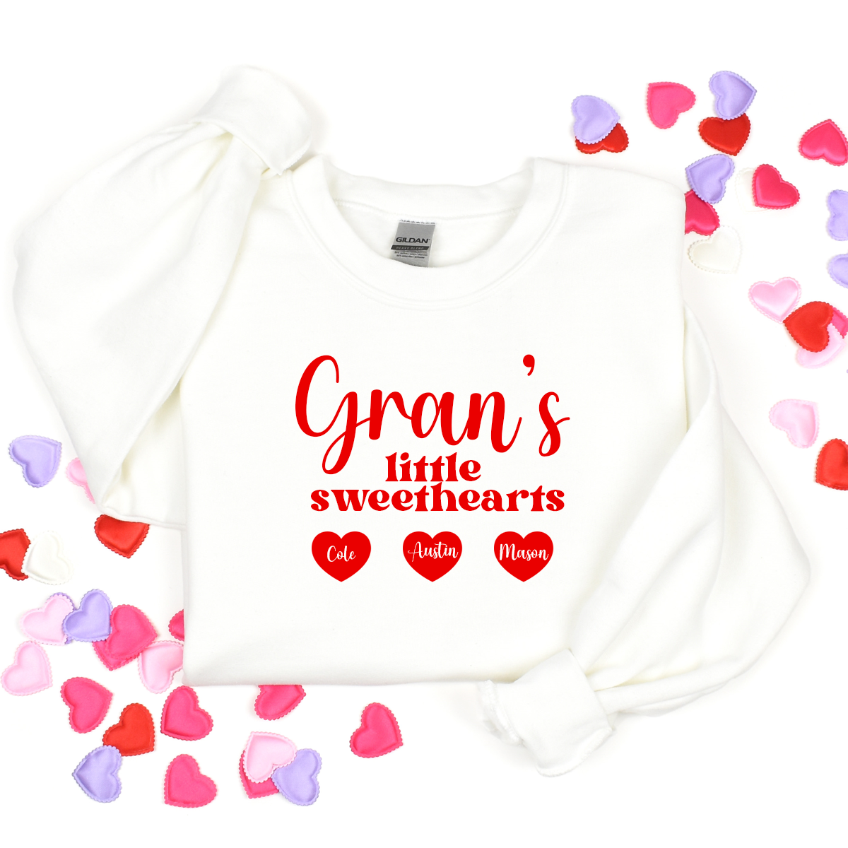Personalised Little Sweetheart&#39;s White Sweatshirt - Grandma, Mummy, Nana