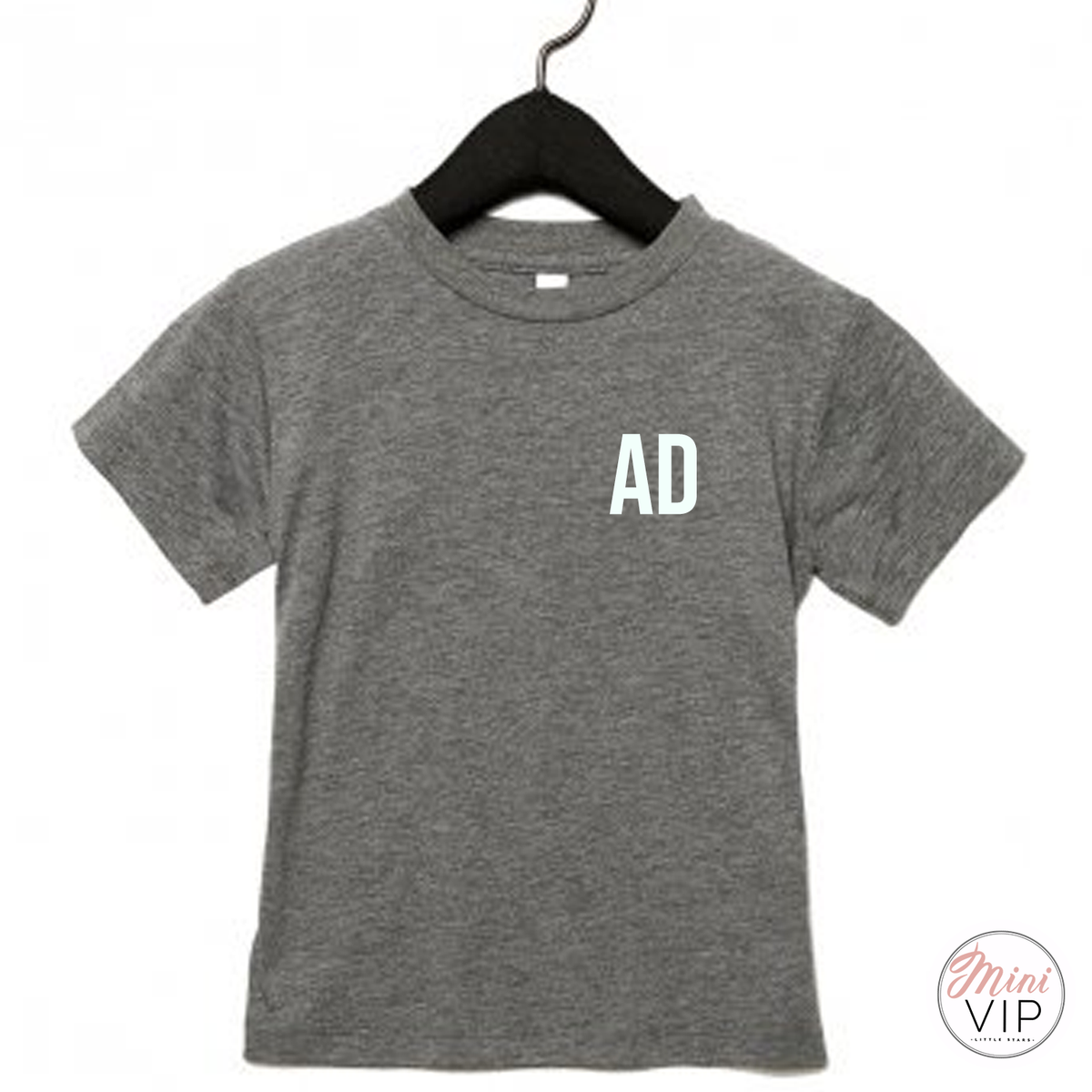 Grey Austin T-Shirt with White Initials - personalised