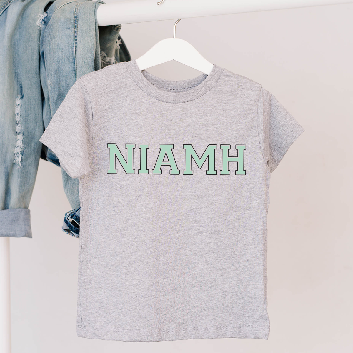 MiniVIP© Personalised Varisty Letters Grey T-Shirt