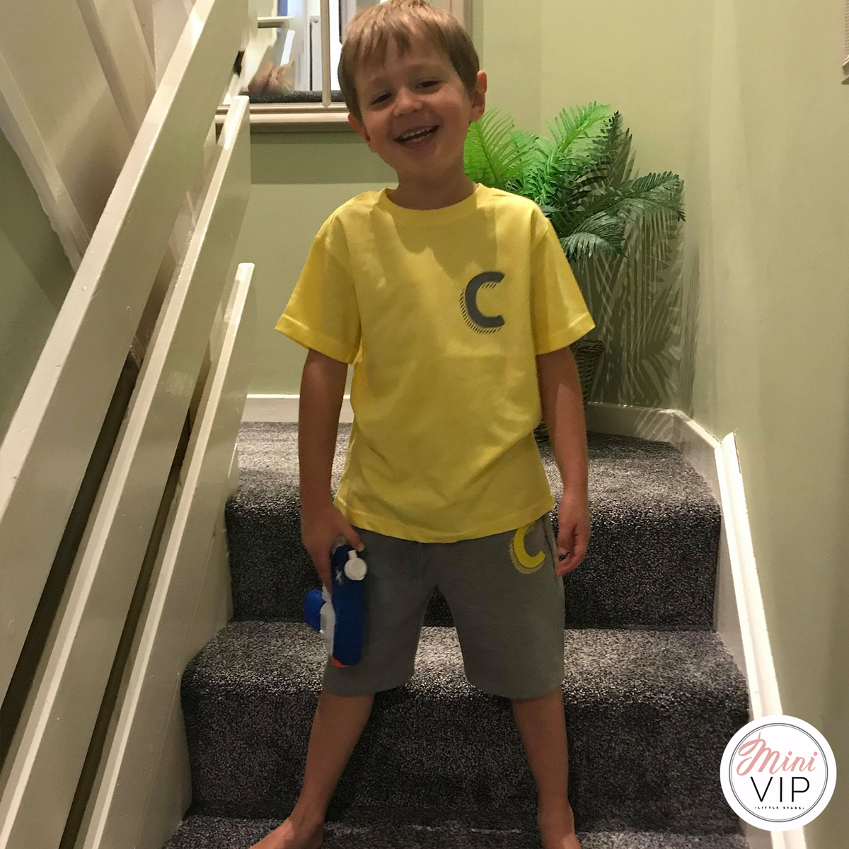Grey &amp; Yellow Shorts &amp; T-Shirt Initial Set