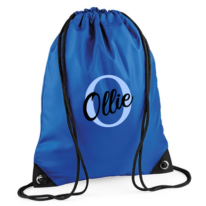 Personalised Initial Letter & Script Name Design Drawstring Bag - other  colour options