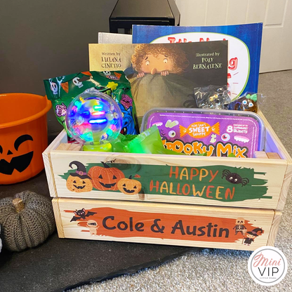 Personalised Halloween Wooden Crate - perfect for Tricks & Treats!
