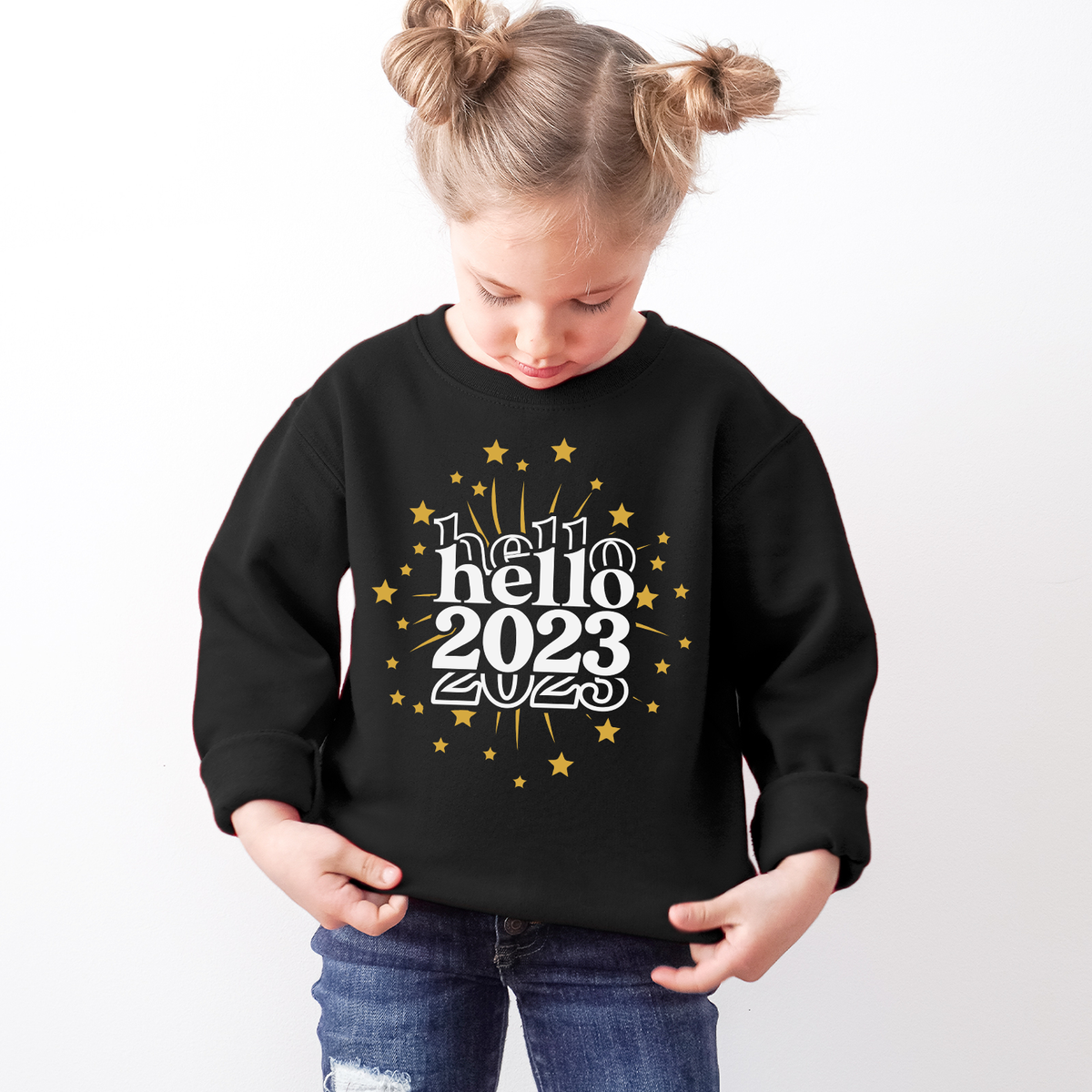 Hello 2023 New Year Black Sweatshirt
