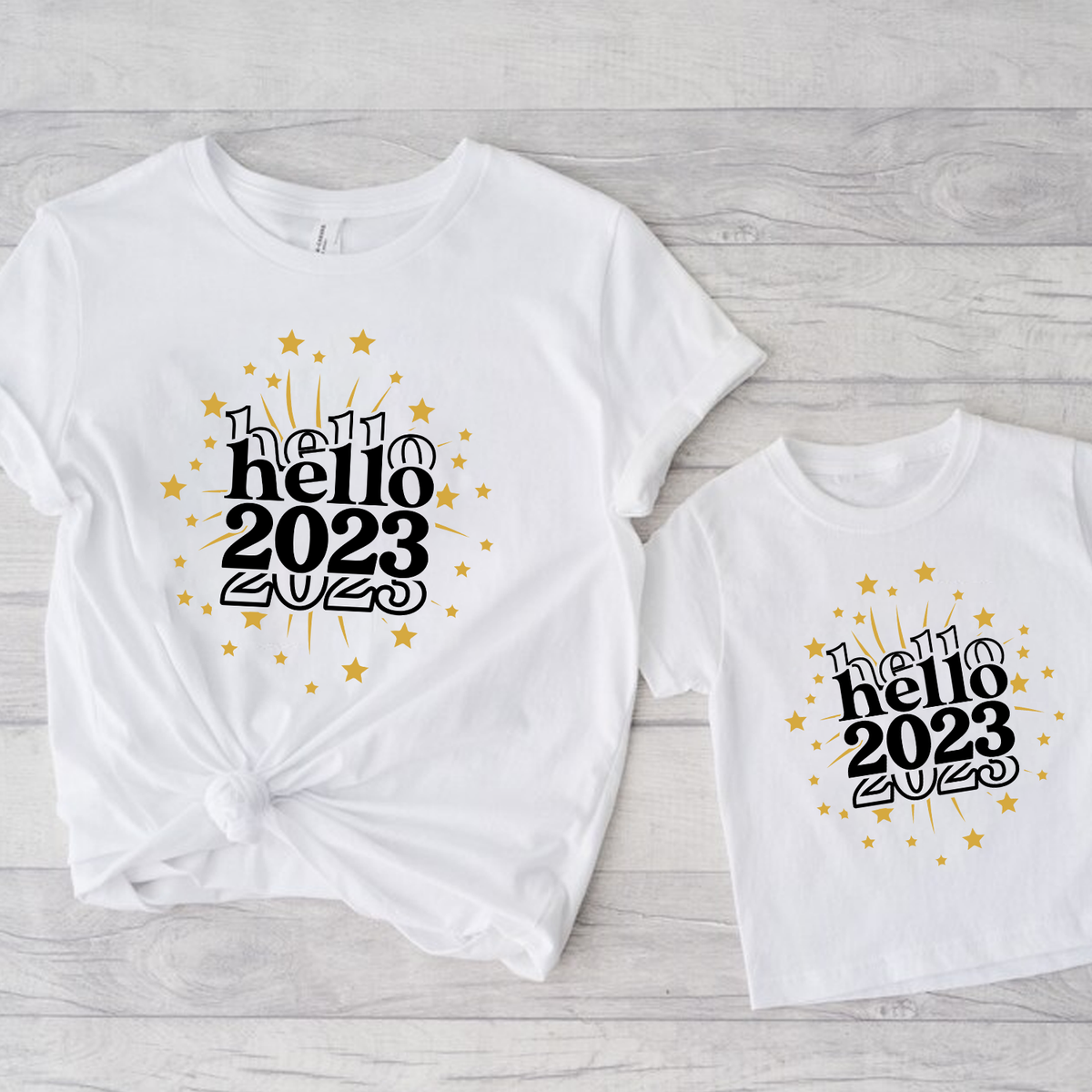 Hello 2023 New Year White T-Shirt - family matching