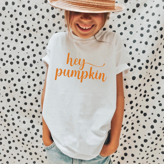 Hey Pumpkin Script Autumn/Fall White T-Shirt