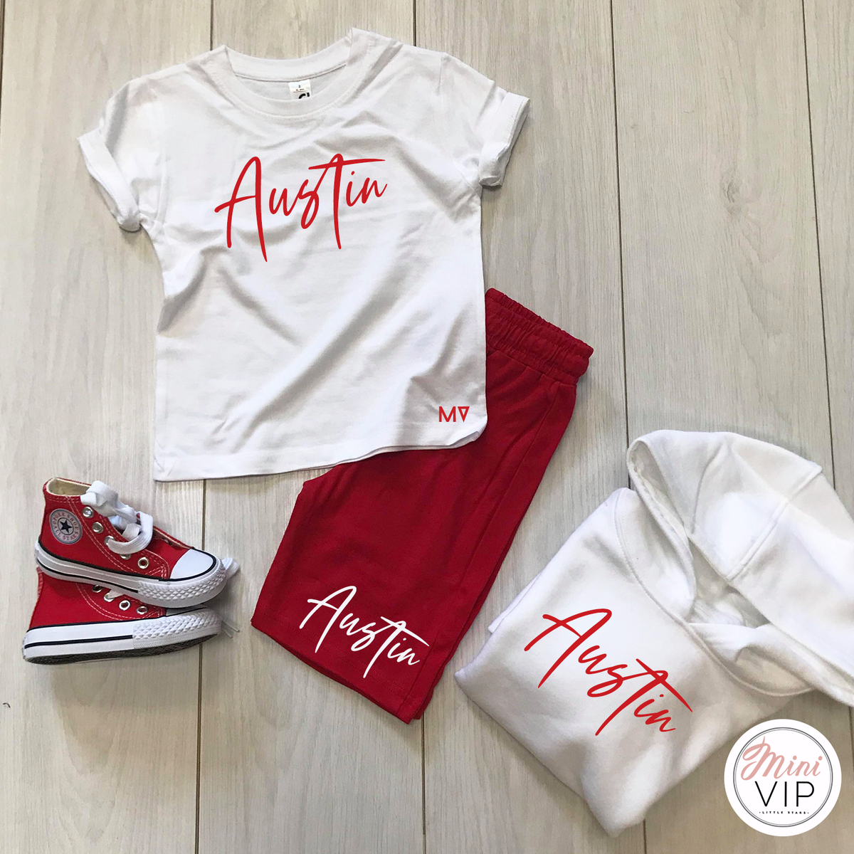 Stylistic Name - Red Shorts &amp; White T-Shirt Summer Set